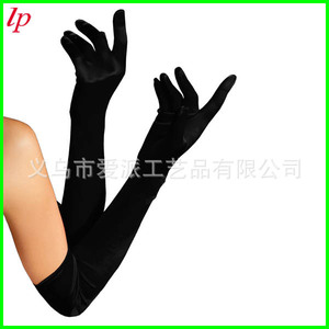 Gants longs en satin Love Party, rouge, vert, noir, blanc, en spandex et polyester, pour mariages et soirées formelles LPCG020 - Product Image 3