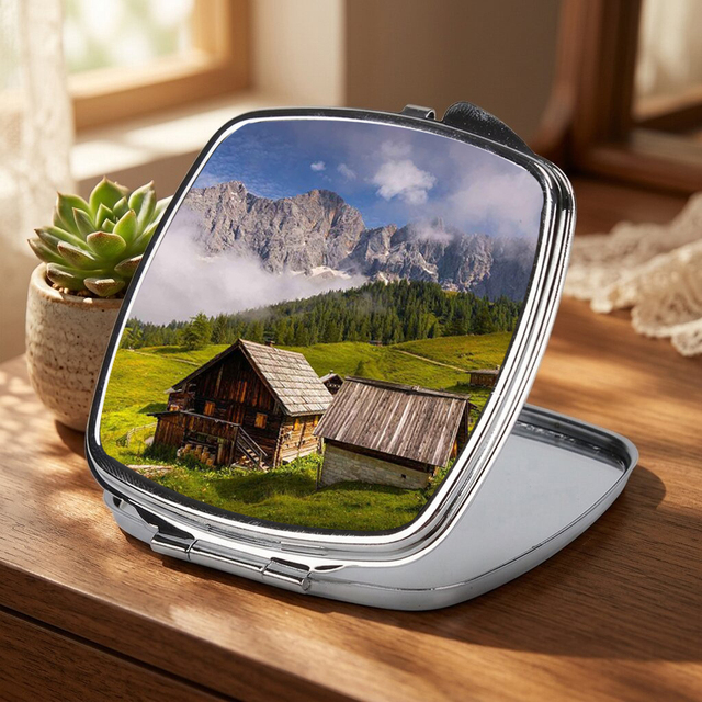 Customized Blank Metal Makeup Compact Mirror Sublimation Printed Pocket Mirror