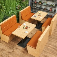 Meubles de restaurant de luxe légers en usine, ensemble de sièges en cuir, contreplaqué, bois massif, canapé, table et chaises, meubles commerciaux