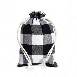 Sac à cordon en tissu de coton recyclable de Noël 10*14, pochette de rangement, emballage cadeau artisanal - Product Image 4