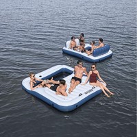 Îles flottantes gonflables personnalisées, équipements de jeux aquatiques gonflables, parasols, radeaux flottants pour 2 à 10 personnes avec seaux à glace