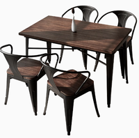 Table à manger minimaliste moderne en bois massif combinaison de chaises en fer de style industriel américain pour hôtels restaurants cafés