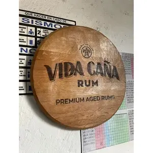 Tapa Decorativa Rústica Circular de Madera de Alta Calidad Hecha a Mano para Mesa de Hogar, Estilo Jack Daniel's the Barrel House - Product Image 3