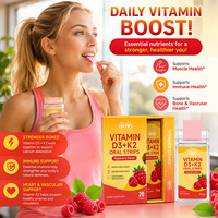 Vente en gros de bandes orales de vitamine D3 + K2 au goût de baies, complément nutritionnel quotidien pour la santé des muscles, des os et du système immunitaire, OEM