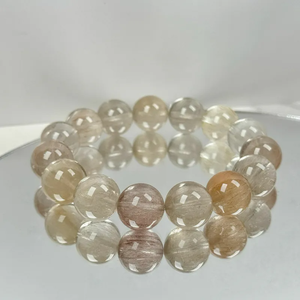 Pulsera elástica de piel de conejo de 14mm que muestra cambios de color etéreo regalo de cristal metafísico perfecto - Product Image 1