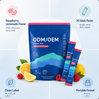OEM ODM Mélange de boisson à la framboise et au citron en sachets individuels, Complément alimentaire, Marque privée, Fabricant de poudre sur mesure, Fournisseurs en gros