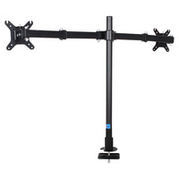 Support de bureau double écran noir, charge lourde 8 kg, inclinaison à 45 degrés, rotation à 360°, VESA 75x75 100x100, pour deux moniteurs de 14 à 24 pouces