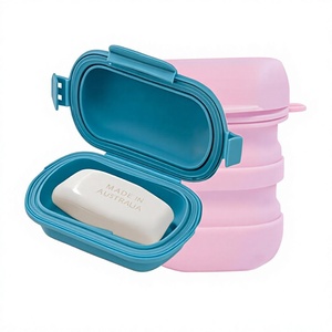 Porte-savon portable XH avec couvercle, auto-drainant, rond, en plastique, pour voyages d'affaires, numéro de pièce 168 - Product Image 5