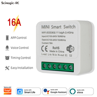Interrupteur Wifi MINI Tuya 16A DIY, contrôle à distance unidirectionnel, minuterie, relais, automatisation pour la vie intelligente, compatible avec Alexa et Google Home