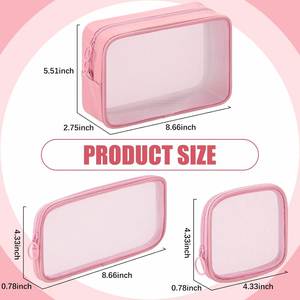 Mesh PVC Cosmetic Makeup <b>Bag</b> Toiletry Pouch with Zipper, Mini Wash <b>Bag</b> <b>Make</b> <b>up</b> Storage Organizer Cosmetic Travel <b>Bag</b> Transparent - Product Image 2