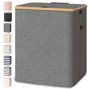 <b>Collapsible</b> Fabric Bamboo Laundry Hamper Clothes Toy <b>Storage</b> Box Laundry Basket - Product Image 1
