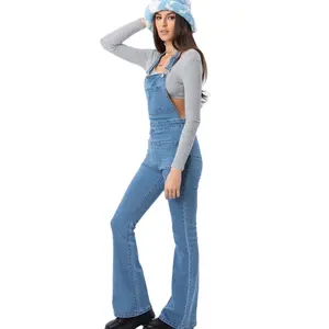 Высококачественные винтажные комбинезоны с логотипом на заказ, джинсы, расклешенные брюки, джинсовые комбинезоны для женщин