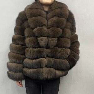 Nuovi Cappotti in <span class=keywords><strong>Pelliccia</strong></span> di Visone Color Zibellino, Lussuosi e Soffici Cappotti in Vera <span class=keywords><strong>Pelliccia</strong></span> di Volpe per Donna, per l'Inverno - Product Image 1