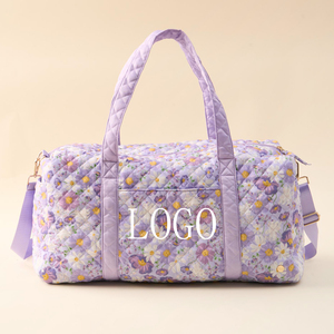 กระเป๋าเดินทางแบบถือสะพายลายดอกไม้สีม่วงสวยงาม รุ่น <span class=keywords><strong>On</strong></span>-the-Go แบบเย็บติดกัน  ผลิตตามสั่งจากโรงงาน - Product Image 1