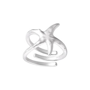 Anillo de Plata de Ley S925 con Estrella de Mar Pequeña, Acabado Mate, para Mujer, Estilo Retro, Anillo de Dedo Índice con Incrustaciones de Líneas Simples, Estilo Moderno - Product Image 5