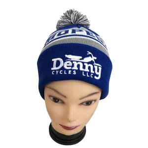 Chapeau d'hiver à <span class=keywords><strong>pompon</strong></span> avec logo brodé en plein air Nouveau design Logo en jacquard Acrylique Chapeaux en tricot personnalisés pour hommes avec <span class=keywords><strong>pompon</strong></span> - Product Image 5