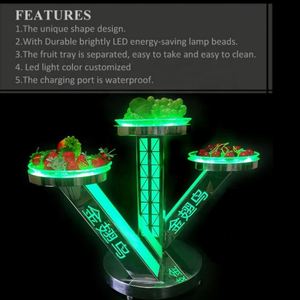 Restaurant Hôtel Party bar Lounge Night Club Acier Inoxydable Glowing Trident Fruits Légumes Assiette LED Fruits Plateau De Service - Product Image 2