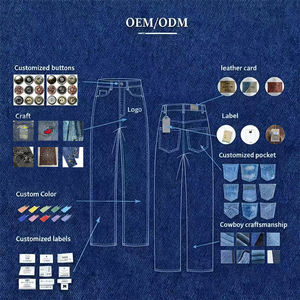 Wholesale OEM Custom Men's Straight Leg Denim <strong>Jeans</strong> <strong>Elastic</strong> Waist Drawstring Washed Blue Casual Streetwear Pants - Product Image 5