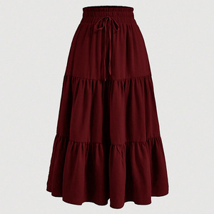 I-0777 <span class=keywords><strong>Falda</strong></span> Midi Bohemio Europeo-Americano de Verano al por Mayor, <span class=keywords><strong>Falda</strong></span> Elegante de Dama con <span class=keywords><strong>Capas</strong></span> y Corte en A Fluida - Product Image 1