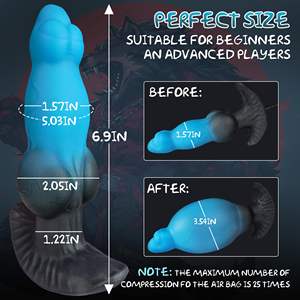 Grote magnetische opblaasbare butt plug hondenknoop anale plug siliconen draagbare opblaasbare fantasy monster dildo speeltje met T-basis - Product Image 6