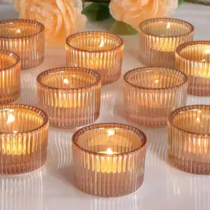 Chá vela vidro titular decoração romântica luz velas jantar aromaterapia clara vela mesa vela copo