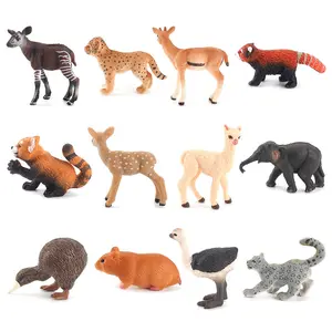 Foreign trade simulation animal model set miniature landscape static small red deer ostrich Okapi bear