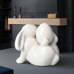 Ornamenti Coniglietto Pasquale in Ceramica Tema Festivo per Decorazione Giardino, Feste e Casa - Product Image 2