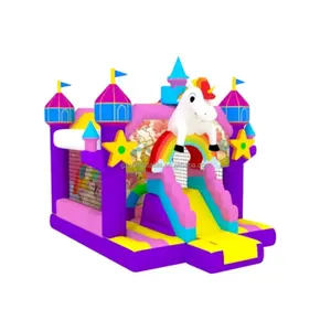 The New Colorful Unicorn Inflatable Bounce With Slide Combo Bouncer Castle Inflatable Jumping Castle