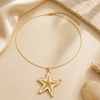 SUMMLY Collier Pendentif Étoile de Mer Animaux Marins d'Été, Chaîne Fine en Acier Inoxydable Plaqué Or 18K pour Femme, Bijoux Tendance
