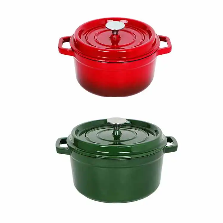 Set panci memasak Enamel kustom dapur penjualan terbaik grosir antilengket peralatan masak besi cor Enamel