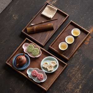 Walnut wood <b>tea</b> <b>tray</b>, Kung Fu <b>tea</b> set storage <b>tray</b>, rectangular coffee <b>tray</b>, household fruit plate, <b>tea</b> and snack <b>tray</b> - Product Image 1