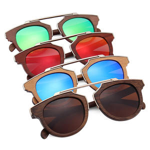 Lunettes de soleil effet bois UV400 polarisées avec verres TAC, monture ronde unisexe, protection solaire, pour voyage, conduite et mode W5622 - Product Image 2