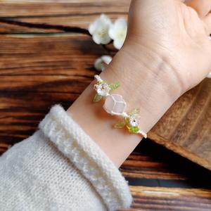 Primavera principios de corona Floral estilo nueva pulsera de cristal Natural cuerda de mano superventas pulsera de bolsa de red tejida a mano pura - Product Image 3