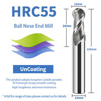 HANDERK Venta en stock HRC55 2/4 Fresa de punta esférica de carburo de tungsteno de flauta para herramienta de corte CNC