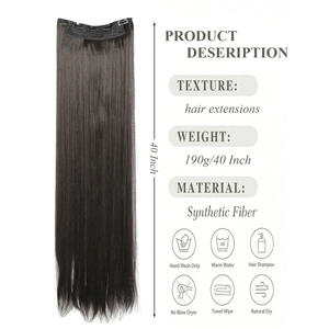 Extensions de cheveux longs et raides de marques nationales 50CM 60CM 70CM 80CM 100CM, en fibre haute température, densité 200%, invisibles et sans couture - Product Image 4