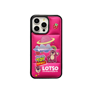 Étui de téléphone antichoc en cuir matelassé motif ours de dessin animé, style meilleur ami pour iPhone 13 Pro - Product Image 1