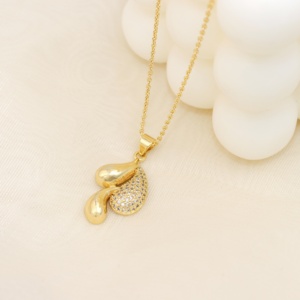 Frauen Lady Girls Drei Tröpfchen Anhänger Halskette Mode Elegante Kette Halskette zum Jubiläum Valentinstag Geschenke - Product Image 2