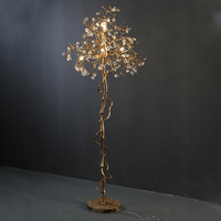 Lampadaire en forme de branche d'ormeau, bronze antique, cuivre massif, verre cristal fait main, design de luxe, pour villa