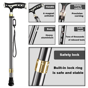 Adjustable <strong>Walking</strong> <strong>Stick</strong> with Led Light Detachable Base Old <strong>Man</strong> Elderly <strong>Walking</strong> Cane - Product Image 4