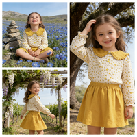 DC 2026 Setelan Flanel Anak Perempuan 2-7 Tahun Blus Kerah Peter Pan Rok Pakaian Anak Musim Semi Gugur Balita