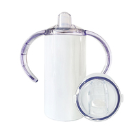 Gobelet isotherme droit en acier inoxydable à double paroi de 12 oz, blanc, pour enfants, avec bec verseur, personnalisable par sublimation