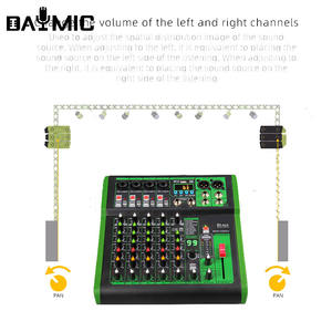 <span class=keywords><strong>Console</strong></span> de <span class=keywords><strong>mixage</strong></span> audio professionnelle 4, 6 ou 8 canaux, équipement sonore DJ avec 99 DSP, USB, Bluetooth et panneau latéral pour cabinet - Product Image 3