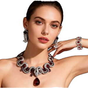 Weiman Elegant Teardrop Marquise Zircon Alloy Brass Necklace <b>Earring</b> <b>Bridal</b> Wedding Party Gift Set 14K Gold Plated Rose Gold - Product Image 1