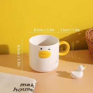 Set di Tazze in Ceramica a Forma di Anatra con Cucchiaio, <span class=keywords><strong>Becco</strong></span> e Manico Gialli, Sostenibile, Grande Capacità per Bambini o Appassionati di Cartoni Animati - Product Image 4
