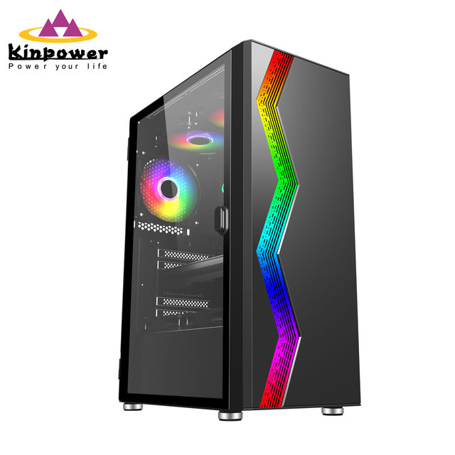 KINPOWER Wholesale High End Desktop Case Scientific Ventilation Technology Pc Cabinet Tempered Glass Gaming Case