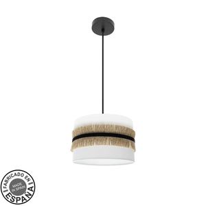 Lampada a sospensione 1xE27, nero/bianco, juta, dimensioni 30x30cm, ideale per decorare e fornire illuminazione in spazi interni. - Product Image 1