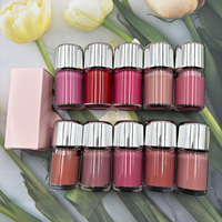 Fard à joues liquide fini naturel pour le visage, marque privée, cosmétiques pour les joues, les yeux et les lèvres avec houppette, longue tenue, logo personnalisé