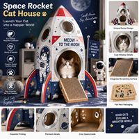 Maison pour chat en carton ondulé en forme de fusée, emballage en papier imprimé sur mesure