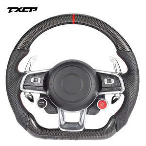 Volant en fibre de carbone compatible avec Volkswagen Polo gti Scirocco Jetta Passat GTS GTE <span class=keywords><strong>GLI</strong></span> R-Line <span class=keywords><strong>Golf</strong></span> 6 Mk4 Mk5 Mk7 GTD CC Polo - Product Image 1