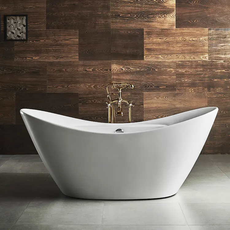 Modern Hotel Bathroom Modern Simple Design Freestanding Customized Solid Surface Free Standing Bathtub White Acrylic Bathtub